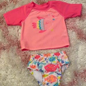 Infant 2 piece long sleeve swimsuit - 0/3 months